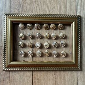Vintage ‘Waterbury type’ brass Buttons 
“H” with crown. UNSIGNED. Set 24